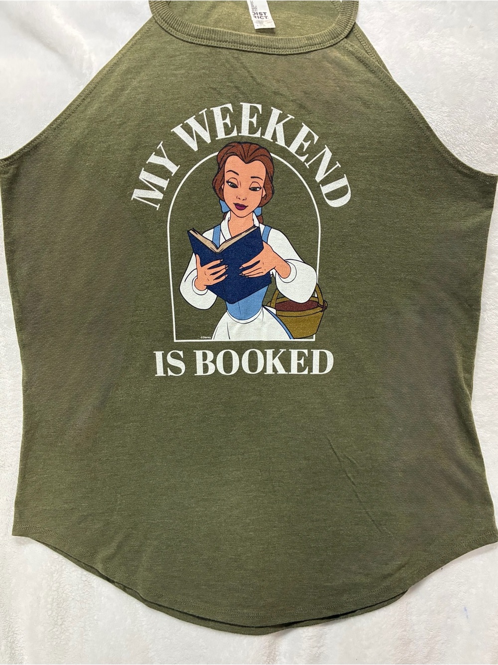 Disney/Belle - “My Weekends Booked” olive green tank